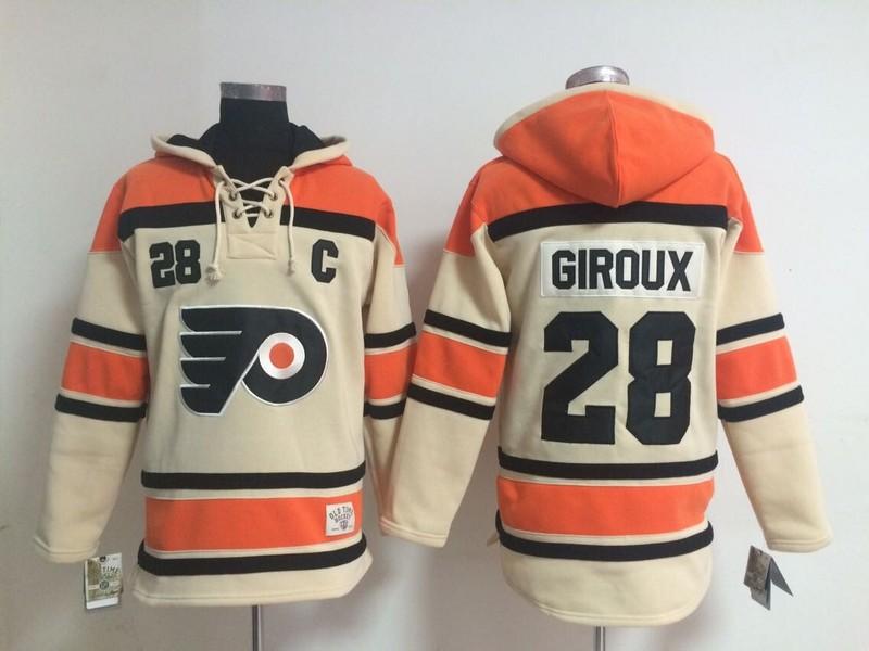 2016 Nouveau, Hommes # 28 Claude Giroux Old Time Philadelphia Flyers Chandails de hockey sur glace Sweatshirt Maillots, cousu cousu
