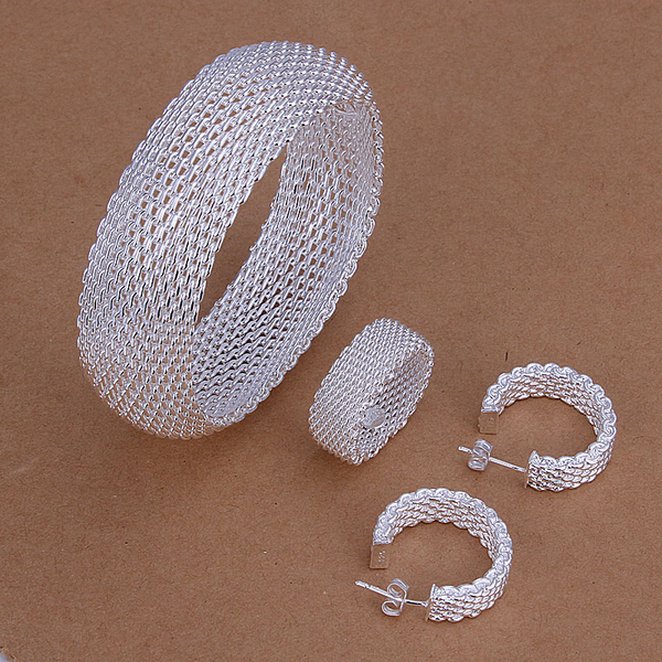 

High grade 925 sterling silver Honeycomb Sets jewelry sets DFMSS301 brand new Factory direct sale 925 silver bracelet earring ring