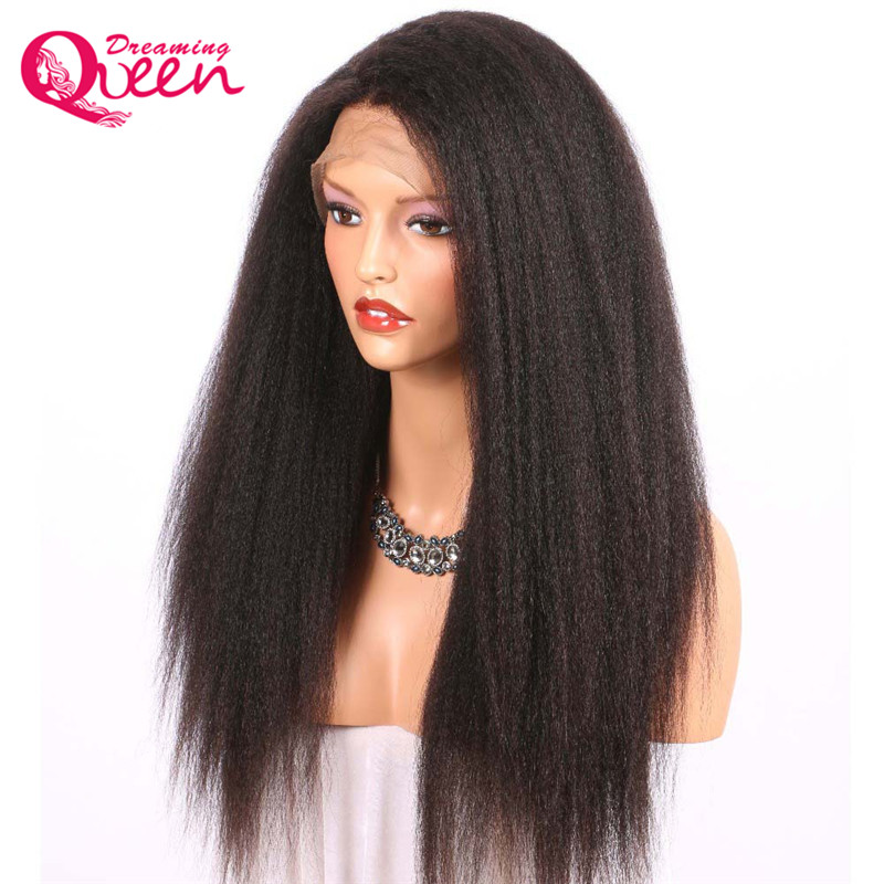 

Brazilian Kinky Straight Wig Full Lace Human Hair Wigs for Black Women Pre Plucked with Baby Hair, Natural color