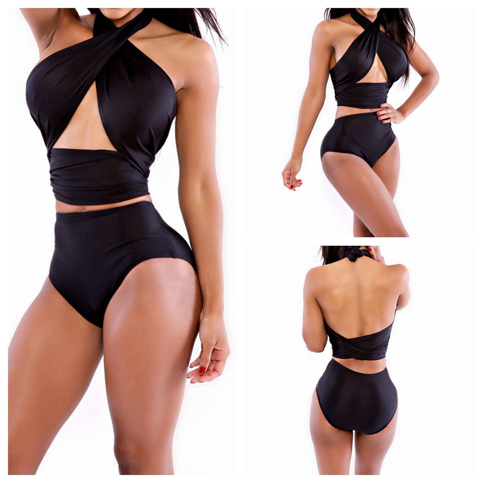 

FG1511 2015 Black Red Summer Women Beach Sexy Bandage Push up Bikini Set Swimwear Swimsuit