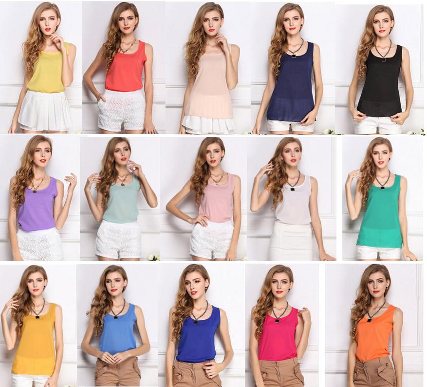 

15 colors hot Selling Women Girls Ladies Short Racerback Tank Tops Cami Minis Sleeveless Vest Waistcoat T-Shirt A102, Mixed colors