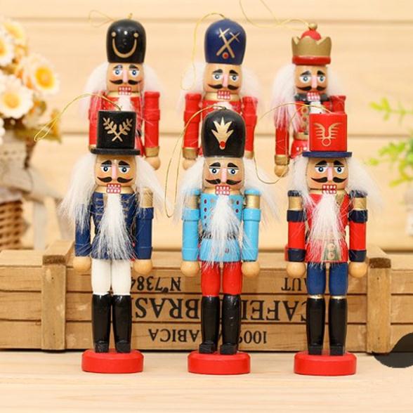 

12cm Nutcracker Wood Made Christmas Ornaments Pure Manual Coloured Drawing Walnuts Soldiers 12 pcs/lot Creative Gift