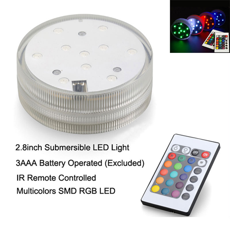 

Submersible led light (12pcs/Lot) Remote controlled Battery operated RGB multi-colors light for table vases wedding decoration