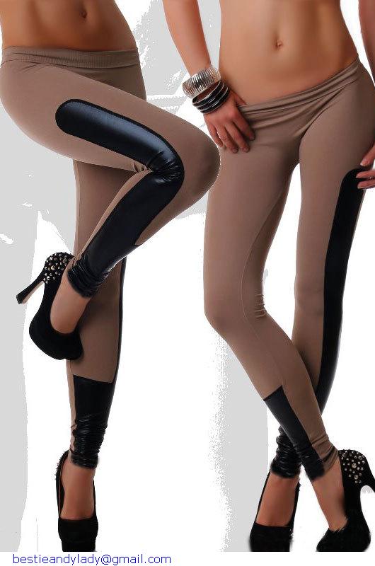 

Sport Contrast trousers for women Side Faux Leather Trim Black Stretch fitness Leggings slim jegging LC79538 dear-lover, Pink