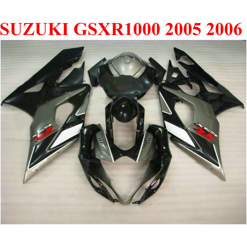 

Perfect fit for SUZUKI 2005 2006 GSXR 1000 K5 K6 plastic fairing kit GSX-R1000 05 06 GSXR1000 black gray fairings set QF56, Same as the picture shows