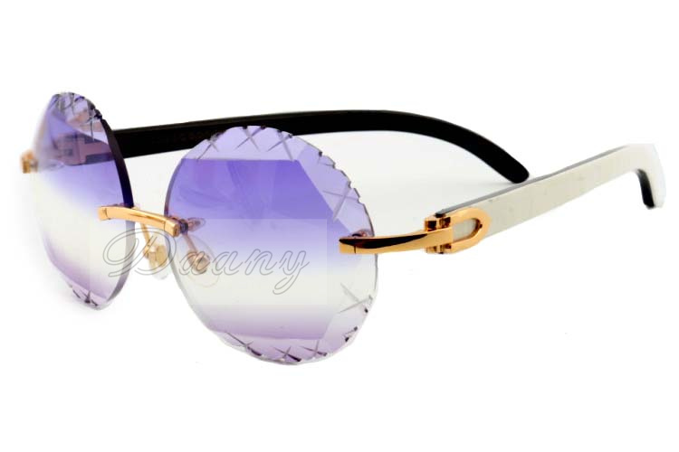 

19 new, factory outlet, fashion retro high quality carved sunglasses 3524012-A natural black and white horns sunglasses, size: 56-18-140mm, White;black