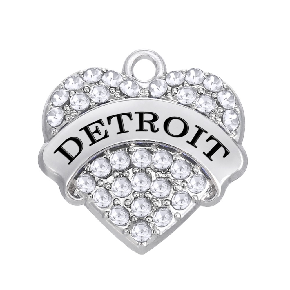 

Free shipping New Fashion Easy to diy 3pcs a lot Detroit heart charms American city jewelry making fit for necklace or bracelet
