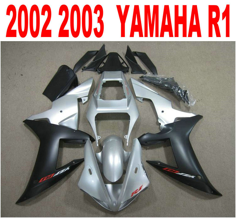 

Injection molding free customize fairing kit for YAMAHA fairings YZF-R1 2002 2003 matte black silver bodywork set YZF R1 02 03 XQ5, Same as the picture shows