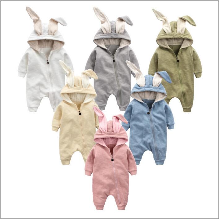 

Baby Clothes Rabbit Ears Rompers Toddler Zipper Rompers Newborn Onesies Winter Cartoon Jumpsuits Kids Cotton Bodysuits Fashion Overalls 3620, 01