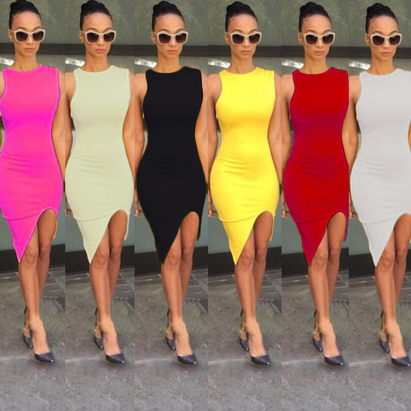 

Women Sexy Split Club Bodycon Dresses Ladies Girls Sleeveless off-shoulder Vintage Night Club Prom Party Mini Dresses Women Clothes Apparel, Yellow