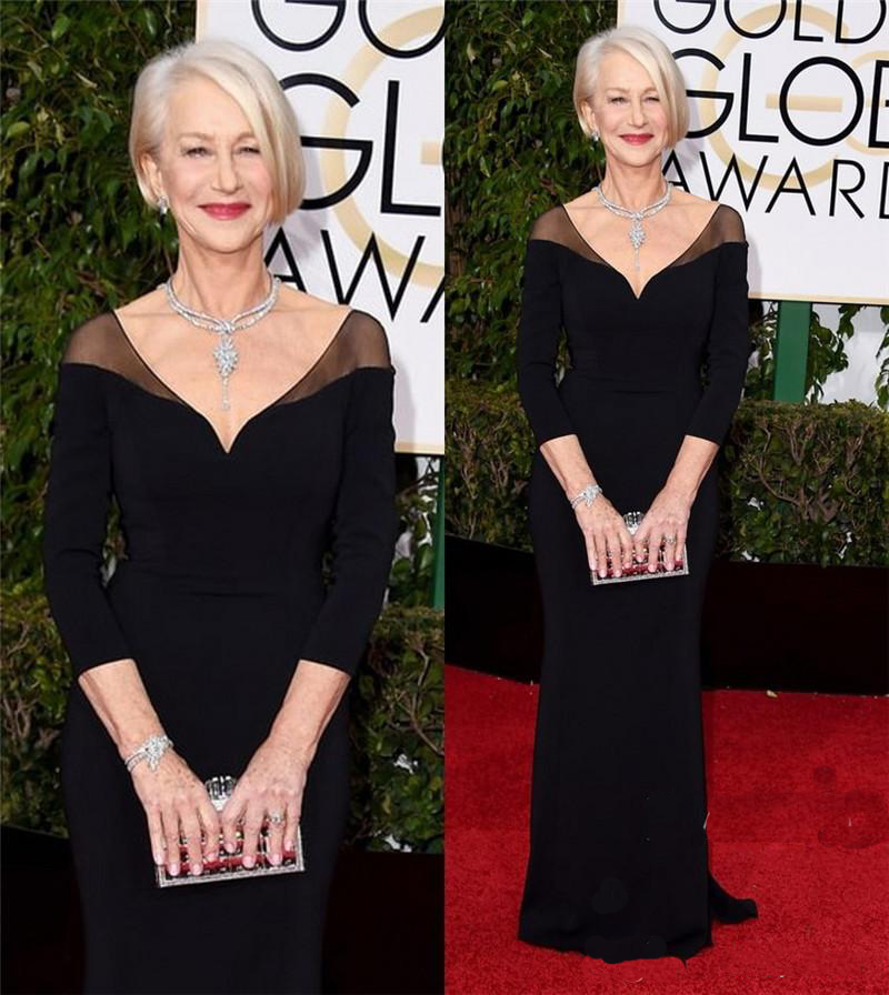 

2019 Long Sleeves Black long formal Red Carpet Evening Prom Party dresses sheath mother of bride Gowns Custom