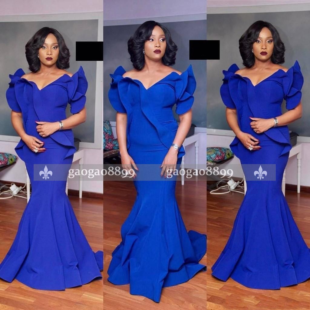 

2019 South African Royal Blue Plus Size Mermaid Formal Evening Dresses Satin Cheap Floor Length Formal Dresses Party Prom Wear, Brown