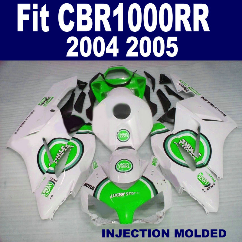 

Top quality fairing body kit for HONDA Injection mold CBR1000 RR 04 05 green white LUCKY STRIKE fairings set 2004 2005 CBR1000RR XB67, Same as the picture shows