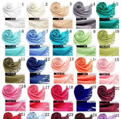 

41Colors Hot Pashmina Cashmere Solid Shawl Wrap Women's Girls Ladies Scarf Soft Fringes Solid Scarf 20 pcs