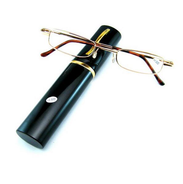 

Portable Resin reading glasses metal Presbyopic Glasses with pen cases slim reading glasses lenses power from +1.00 to 4.00