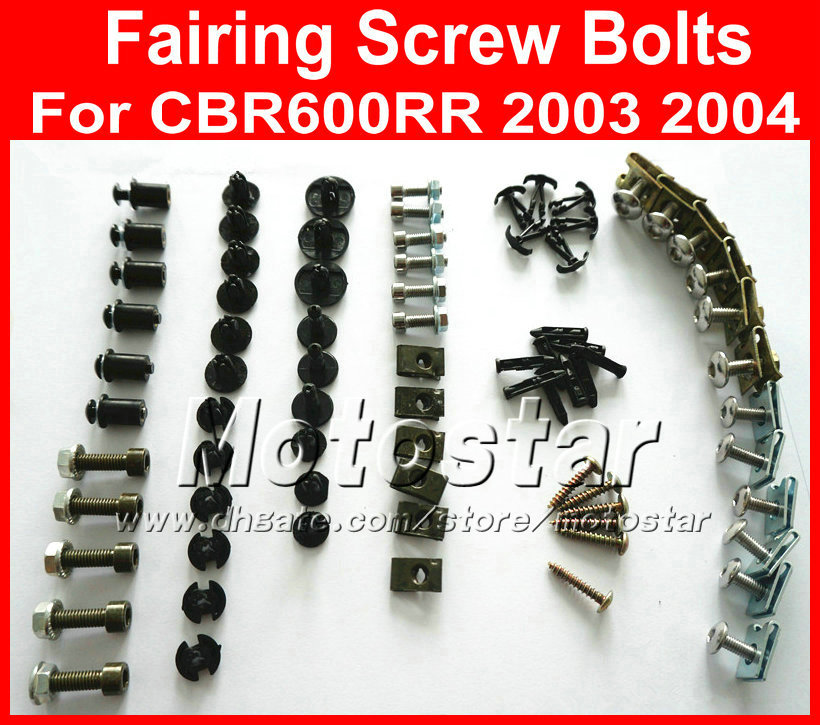 

Cheap Motorcycle Fairing screw bolts kit for HONDA 2003 2004 CBR600RR,CBR 600 RR 03 04 CBR 600RR black fairings aftermarket bolt screws set