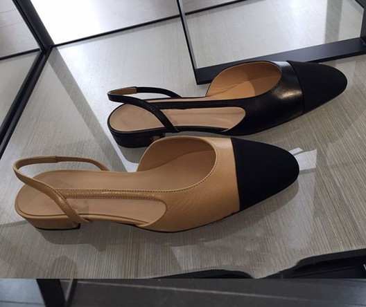 

u530 40 black/beige genuine leather sling back matched flat shoes sandals, Black/ask size first