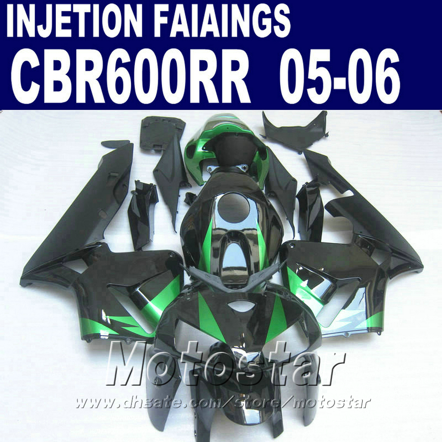 

Black with green parts! Injection Molding for HONDA CBR 600 RR fairing 2005 2006 cbr600rr 05 06 cbr 600rr custom fairing VCD7, Same as picture