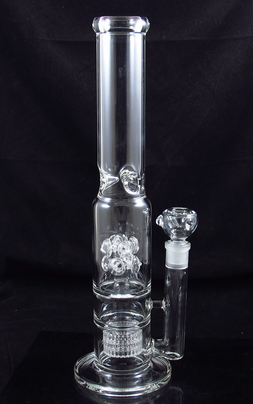 

15.5 Inch glass bong bubbler double Barrel recycler Mushroom perc Percolator Matrix smoking water pipe YQ-2297