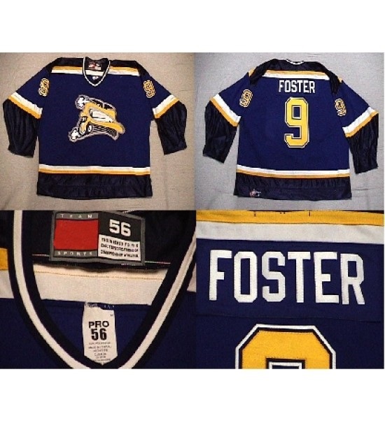 

2016 New Customize WHL Saskatoon Blades Jerseys Mens Womens Kids 9 Foster Ice Hockey Jerseys Goalit Cut Wholesale, Custom any name&no.-blue