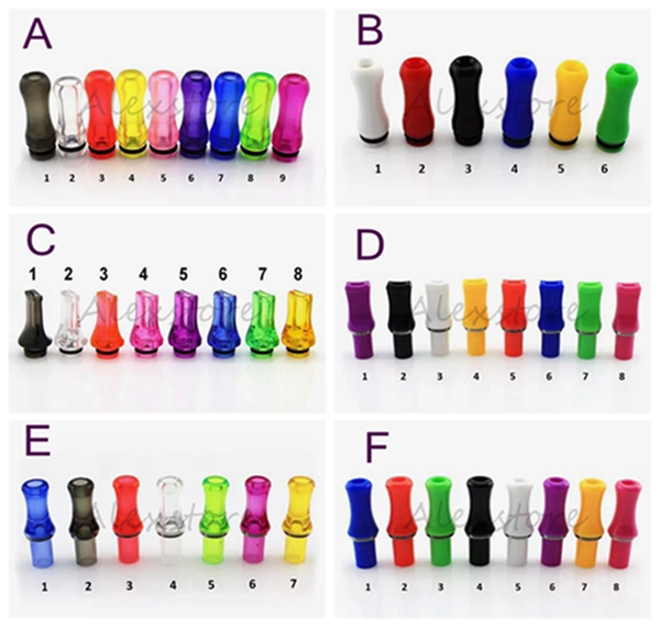 

6 Styles plastic drip tips 510 Ego thread drip tip colorful mouthpiece flat drip trip transparent driptip for sale clearomizer rda vape