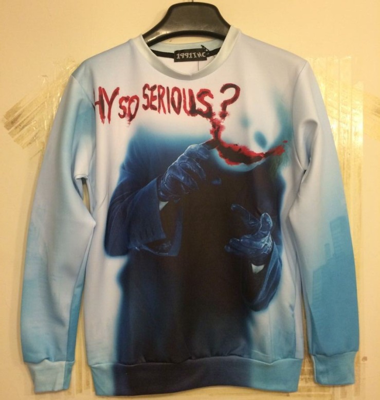 FG1509 [Ada] 2014 Les nouveaux sweats à capuche femme / homme impriment le sang "pourquoi si sérieux?" Pulls molletonnés sweatshirts top pull 3D