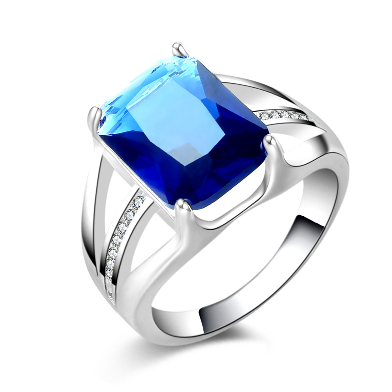 

Free Shipping New 925 Sterling Silver fashion jewelry Mosaic Zircon Blue Crystal ring hot sell girl gift 1711