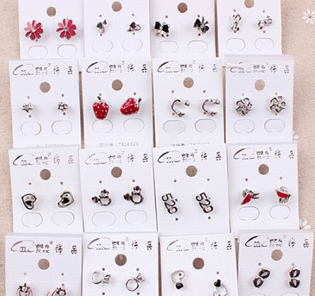 

Fashion candy color set auger small stud earrings Luxury Best Sale Square Shape Zircon Earrings for women Mixed Stud Earrings Charms Ear Jew