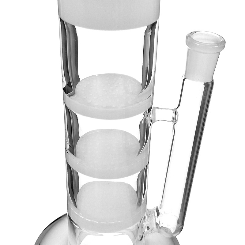 

Convex design hookah bong straight type three honeycomb recycler glass water pipe 15 inches 14mm female joint