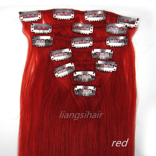 red clip in hair extensions