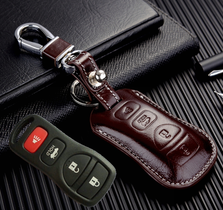 

genuine leather smart Car key fob covers for infiniti 350z G35 I35 M45 Q45 QX56 remote keychain leather keyrings key holder accessories