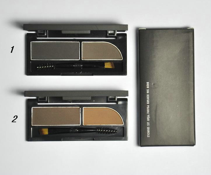 

2 Colors Brow Powder Make up Eyebrows Shaping Shadow Powder Palette + Black Eye Brow Eyeliner Brush, Mixed color