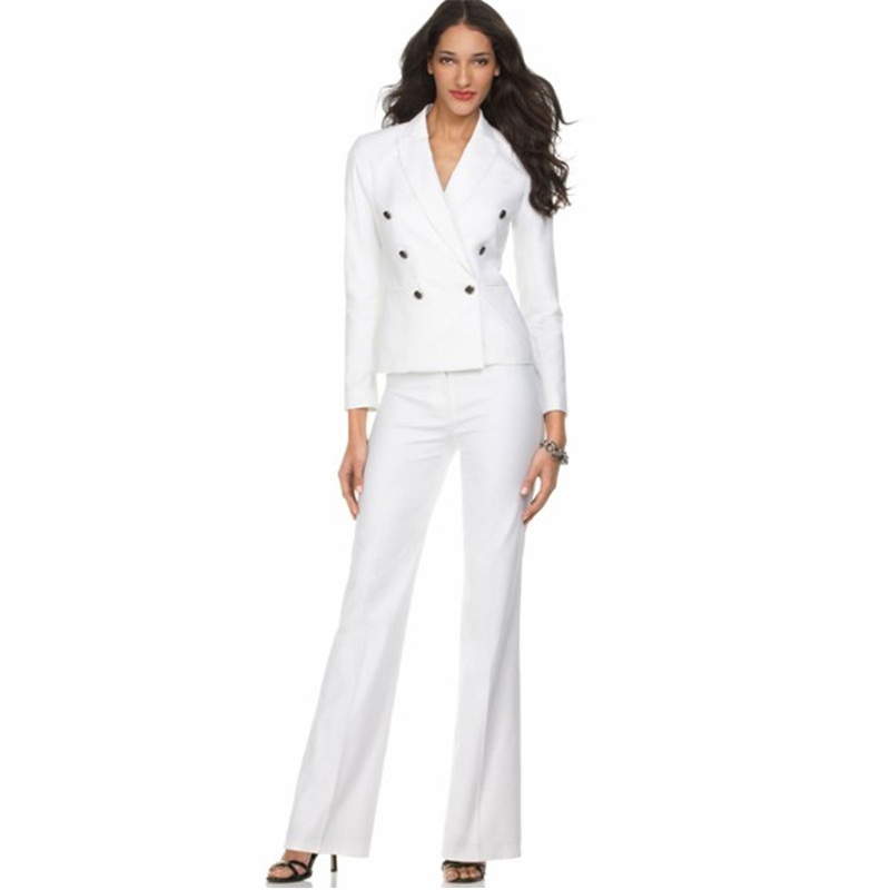 

New female elegant pant suits OL formal work wear womens business suits long sleeve double breasted blazer office trousers suit, Black