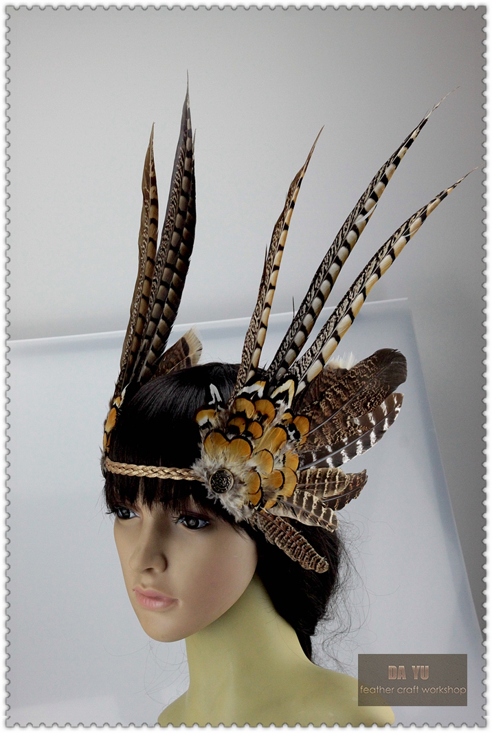 

feather Headdress dancing burlesque headdress halloween headdress supply dancing supply 12inch full high costume supply feather hat, Multicolour