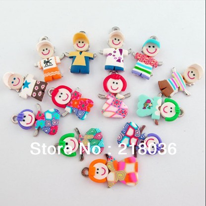 

100Pcs Mixed Polymer Fimo Clay Girl/Boy Charms Pendants For Bracelet Necklace Fashion Jewelry Making DIY Accessories Girls Bijoux NEW D052