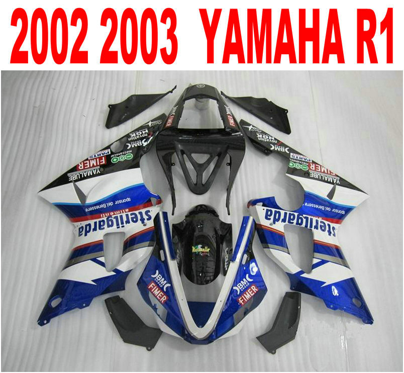 

Injection molding free shipping fairings set for YAMAHA YZF-R1 02 03 yzf r1 2002 2003 blue black white high quality fairing kit XQ13, Same as the picture shows