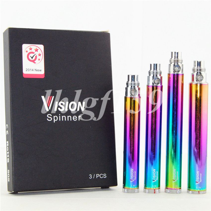 

MOQ 4Pcs High Quality Vision Spinner Evod Battery 1100 1300mAh eGo-C twist Spinners Rainbow Batteries VS ii 2 3 iii