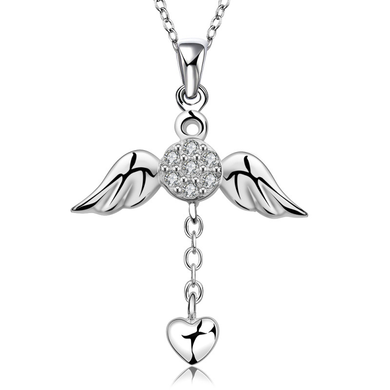 

Necklaces Designer cz Diamond Wholesale Fashion Jewelry 925 Sterling Silver Chain X'mas Gift Girl Angel Wings Heart Love Pendants Necklaces