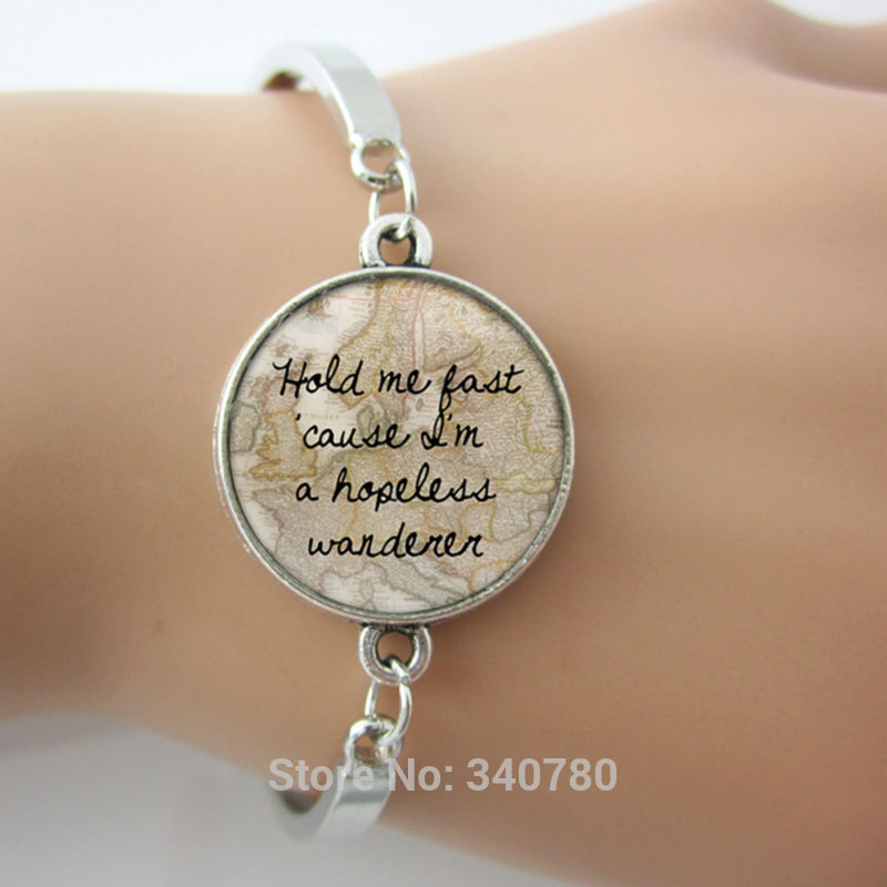 

Hold me fast 'cause I'm a hopeless wanderer bangle gray photo BACKGROUNDS glass cabochon dome antique silver plated bangles hot