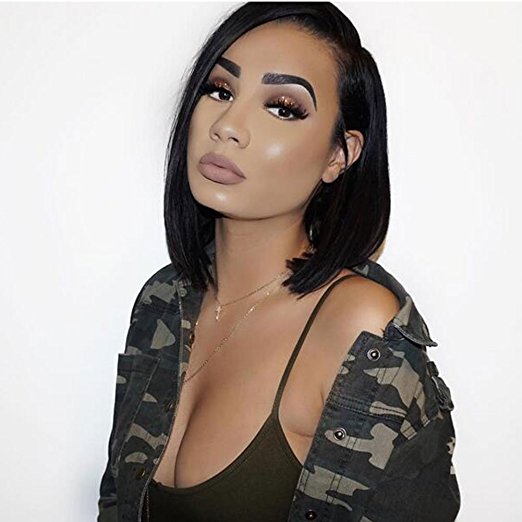 

8A Peruvian Virgin Human Hair Bob Wigs Unprocessed Straight Front/Full Lace Wigs Bobs Styled Top Quality Glueless 130% density, Natural color
