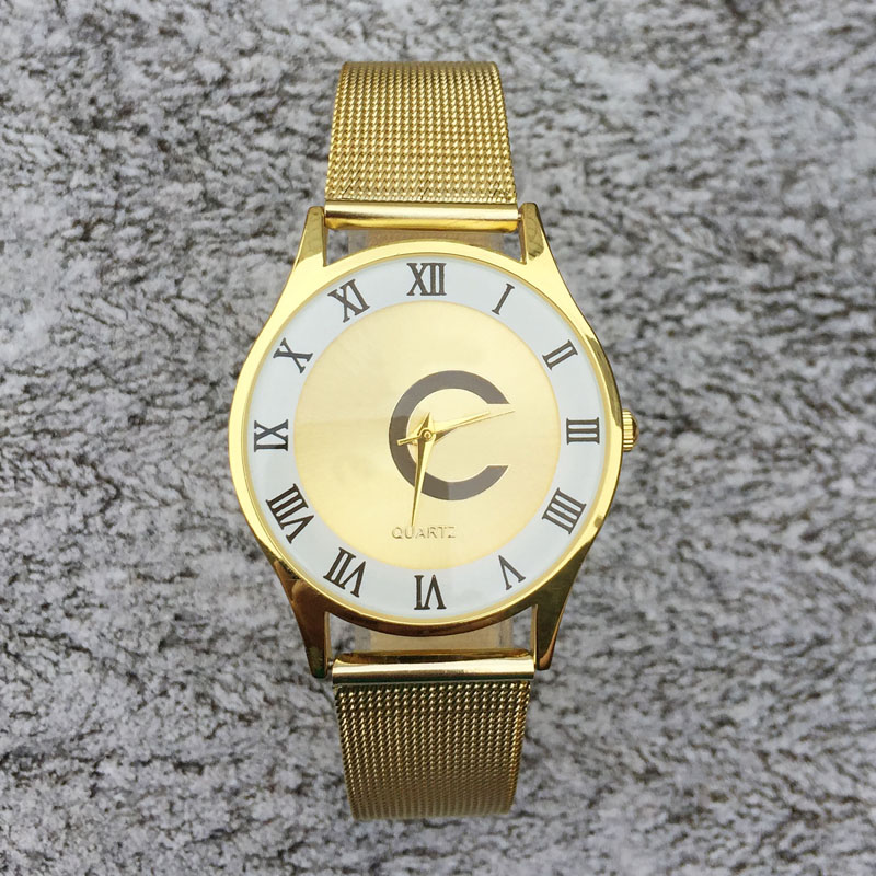 

Fashion Brand women's Girls steel metal band quartz wrist watch CH02, Gold