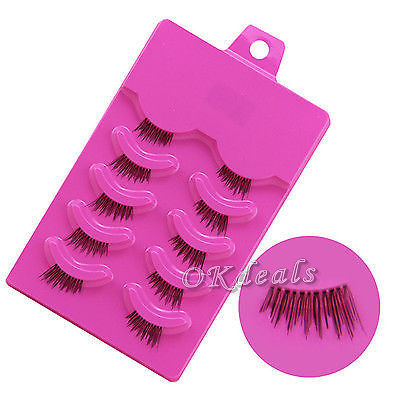 

Wholesale-5 Pairs Women Lady Half False Eyelashes Extension Kit Partial Long Thick Handmade Fake False Eye Lashes Makeup Beauty Kit Tool