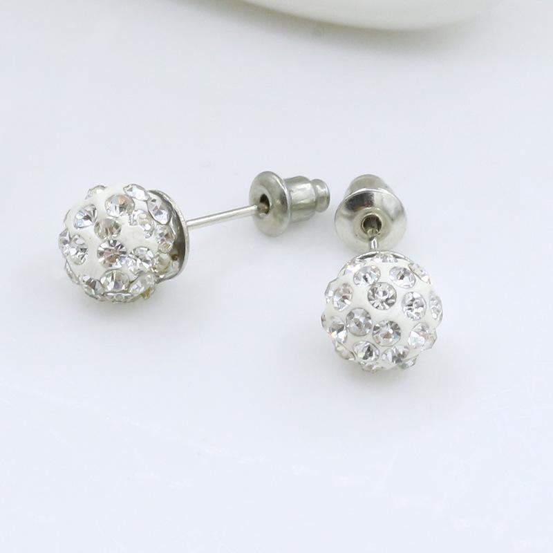 

New 925 Sterling silver Small Crystal Ball Crown Stud earrings Jewelry Beautiful Wedding / Engagement Gift Free Shipping, Golden;silver
