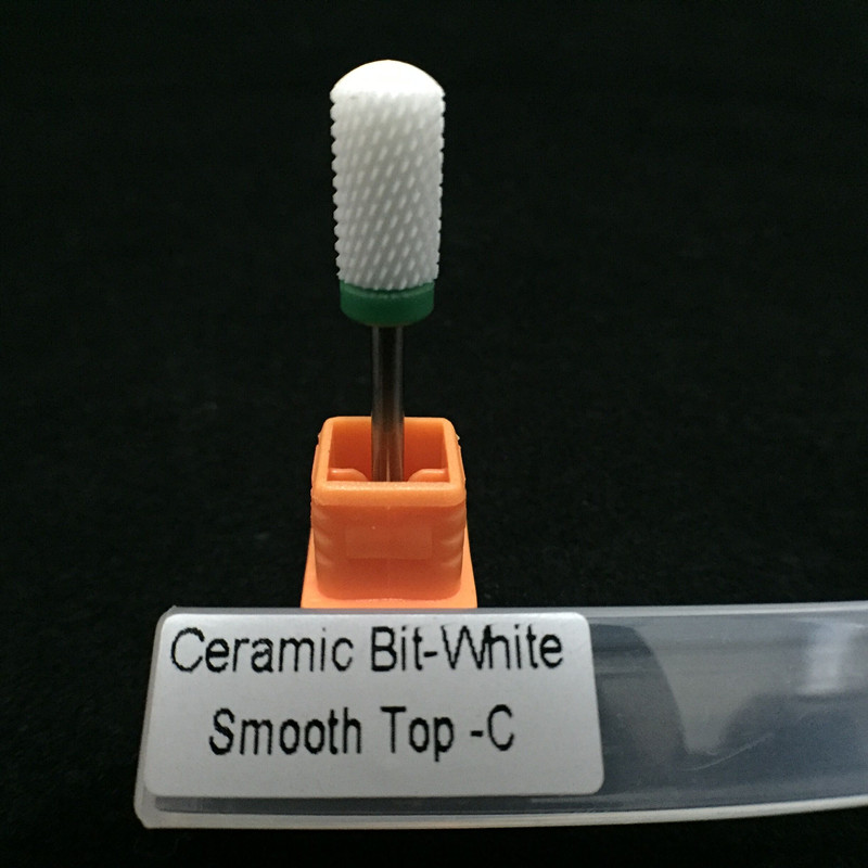 Wholesale-High quality Nail drill bit 1PCS White Coarse Ceramic Large Barrel Smooth Top Bit Nail Tools