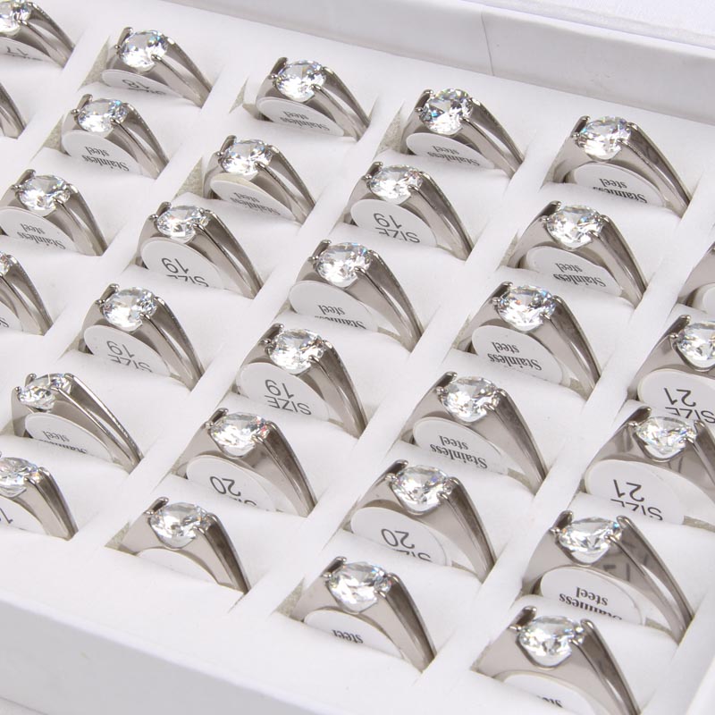 

Wholesale 36Pcs mix lot Size Unisex Plated Stainless Steel ring fashion jewelry Band rings Set auger Rings weding ring Gift Free Shipping