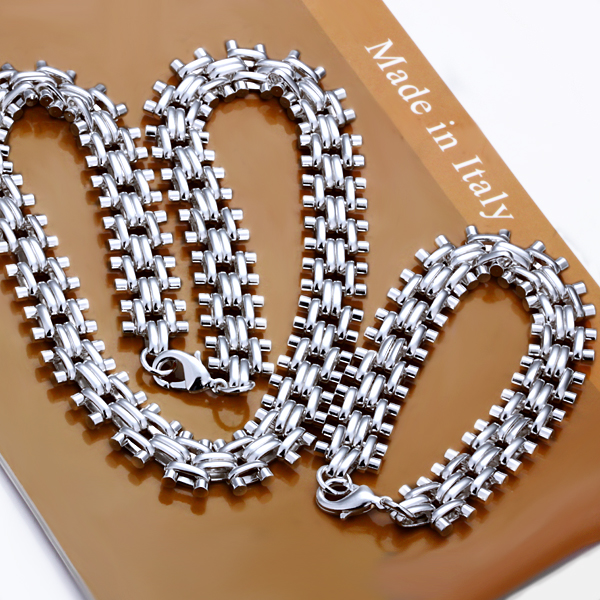

High quality heavy 102g 925 sterling silver jewelry set LS-53.new chain 925 silver necklace bracelet set.free shipping Wholesale mix order