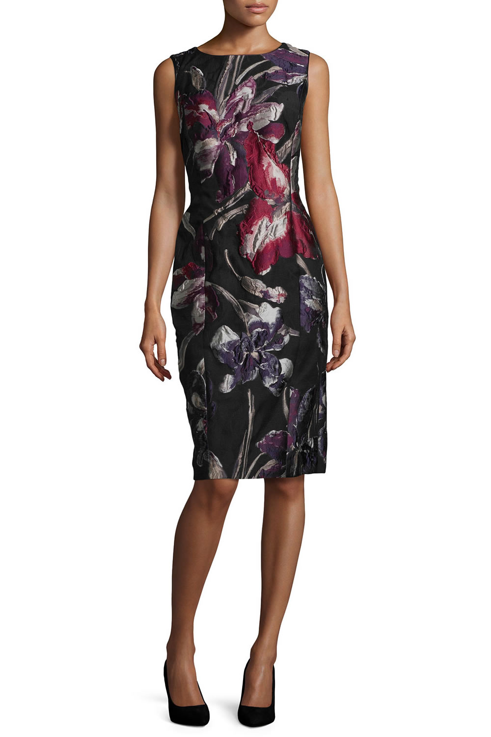 

Fashion Print Women Sheath Dress Round Neck Sleeveless Dresses 011595, As pictures
