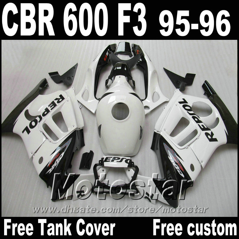 

Motorcycle fairings set for HONDA 1995 1996 CBR600 F3 CBR 600 95 96 white black REPSOL high grade fairing kit ZB71, Multi-color