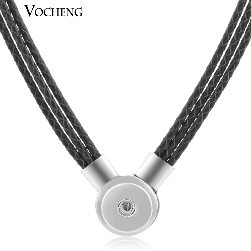 

VOCHENG NOOSA Leather Necklace Ginger Snap Jewelry 10 Colors 18mm Button Magnet Pendant NN-369