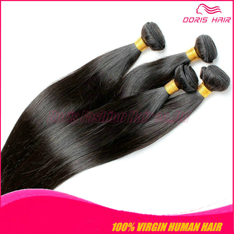 

Big sale natural indian brazilian peruvian straight human hair weave bundles 4pcs lot silky straigh virgin hair weaving free shipping DHL, Natural black color
